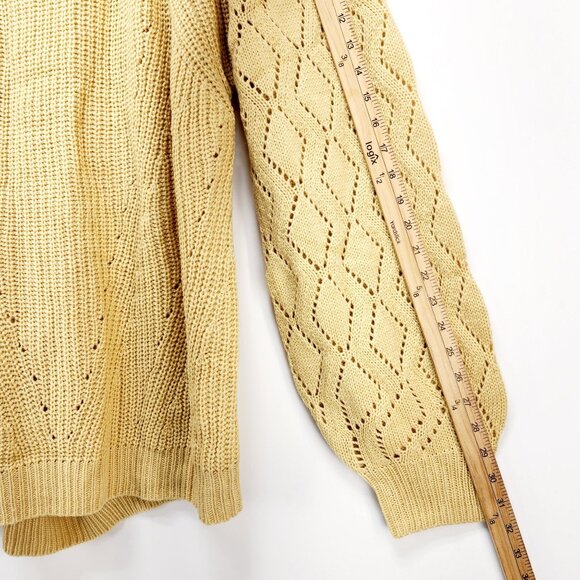 Beige Knit Sweater Size 2XL With Diamond Pattern Sleeves & Ribbed Hem - Picture 9 of 9